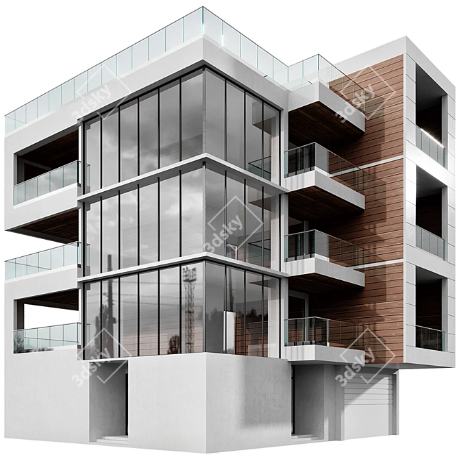 Modern Architectural 3D Model Kit 3D model image 1