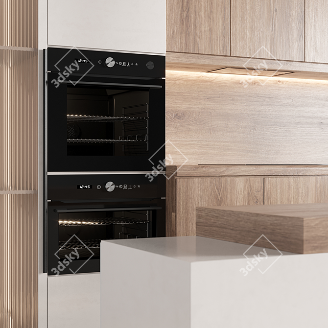 Modern Island Kitchen Cabinet Set 3D model image 3