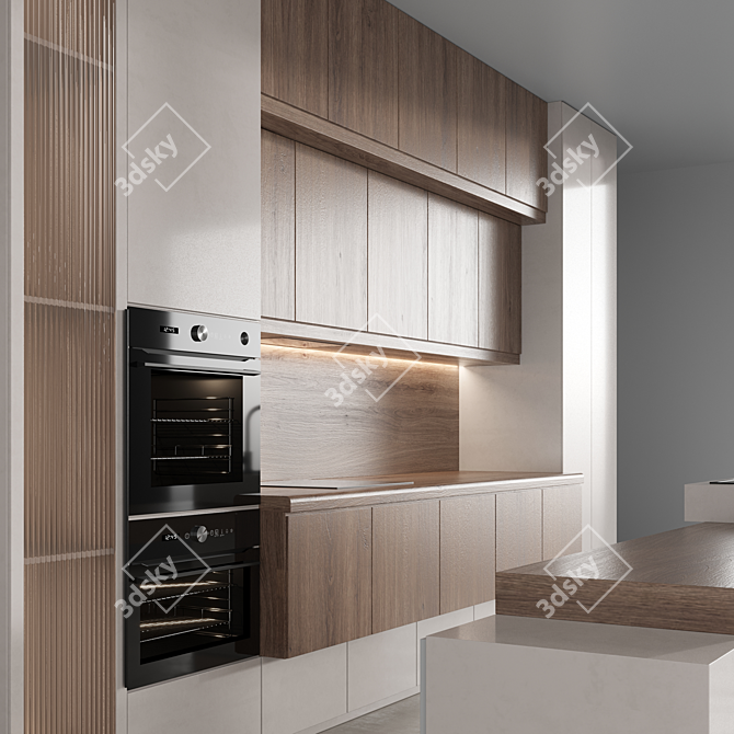 Modern Island Kitchen Cabinet Set 3D model image 5