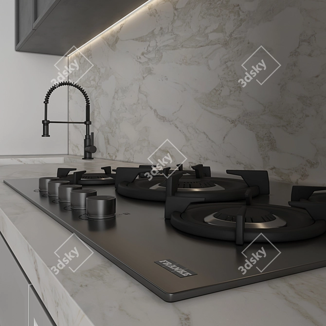 Modern Kitchen with Appliances Set 3D model image 4