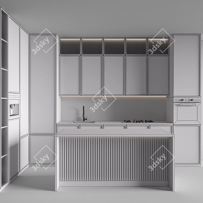 Modern Kitchen with Appliances Set 3D model image 5