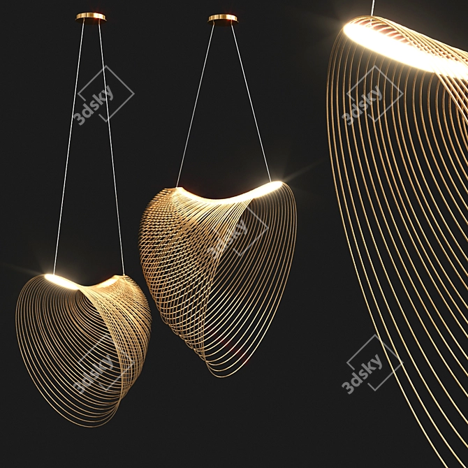 Modern Wood Pendant Lamp 2014 3D model image 6