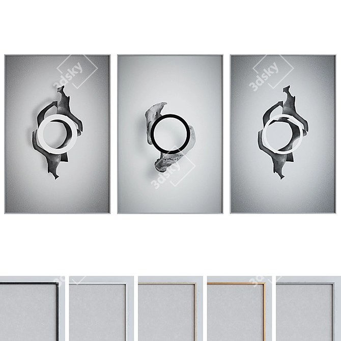 Modern Abstract Picture Frame Set 3D model image 1