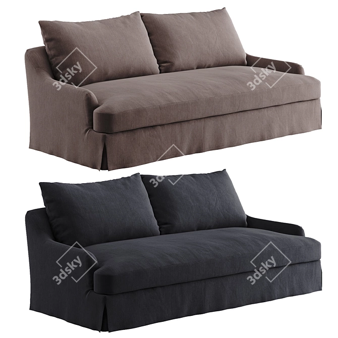 Modern Two-Seater Sofa Chic 3D model image 2