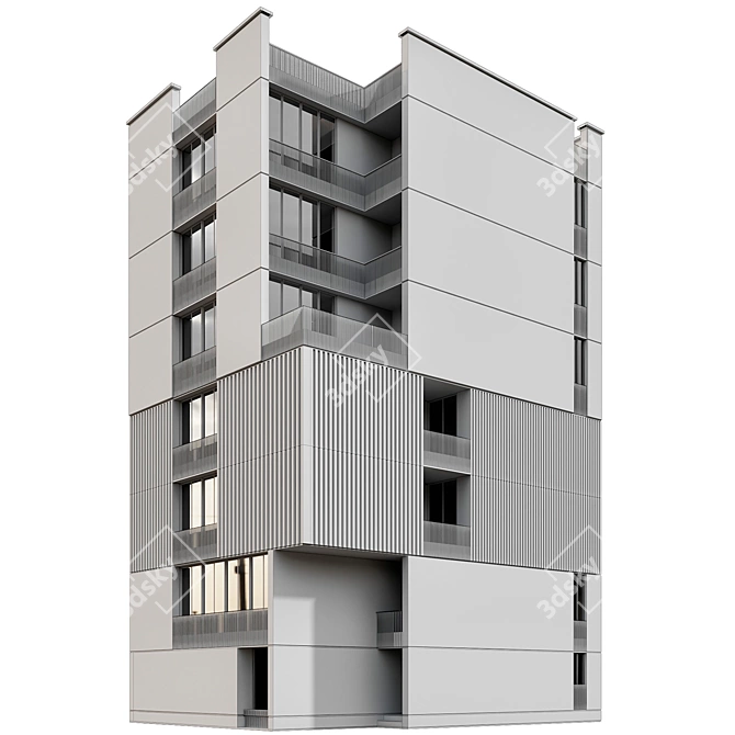 Modern Dual-Facade Residential/Commercial Building 3D model image 5