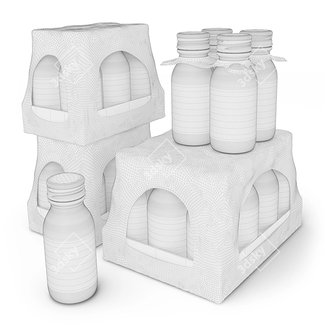 PVC Shrink Package with 12 x 60ml Bottles 3D model image 2