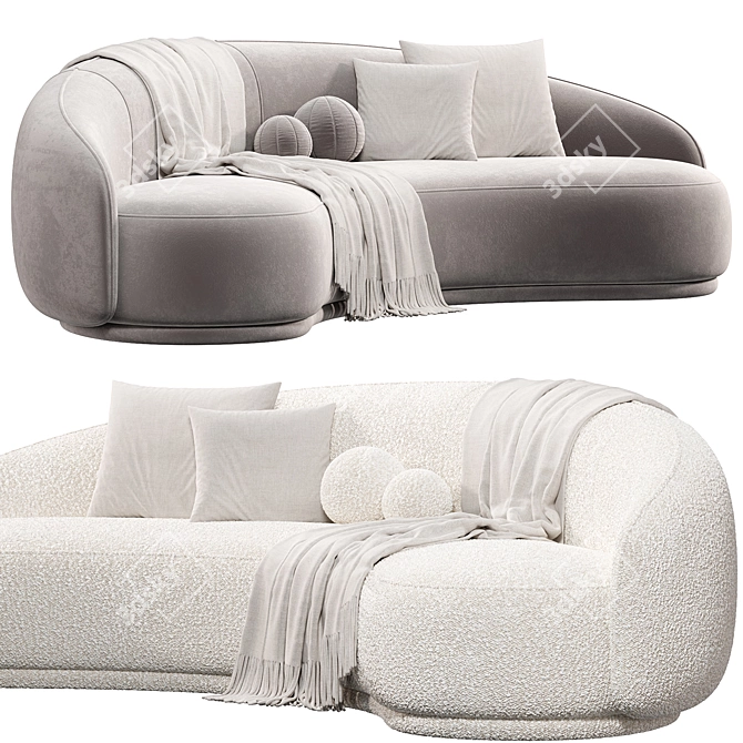 Curved Boucle Sofa: Modern Elegance 3D model image 3