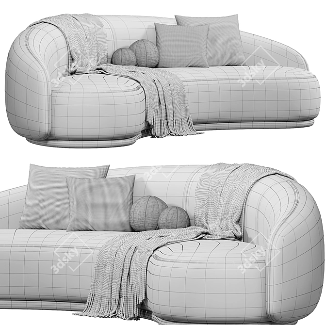 Curved Boucle Sofa: Modern Elegance 3D model image 5