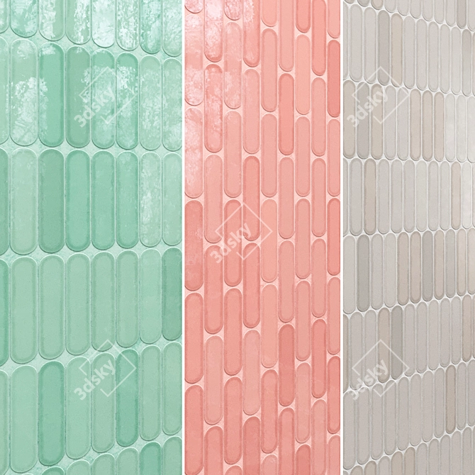 Poise Rounded Ceramic Tiles Set 3D model image 4