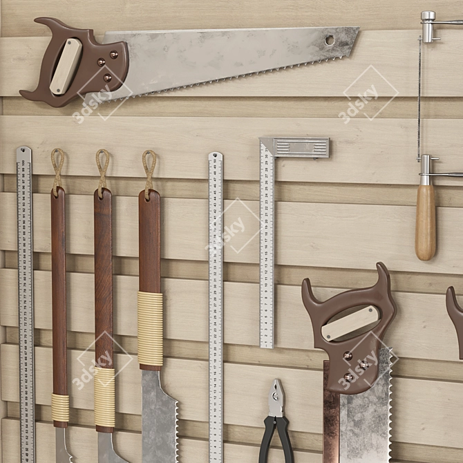 Vintage Carpentry Tools and Decor 3D model image 2