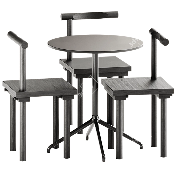  Nordic Modern Dining Set 3D model image 2