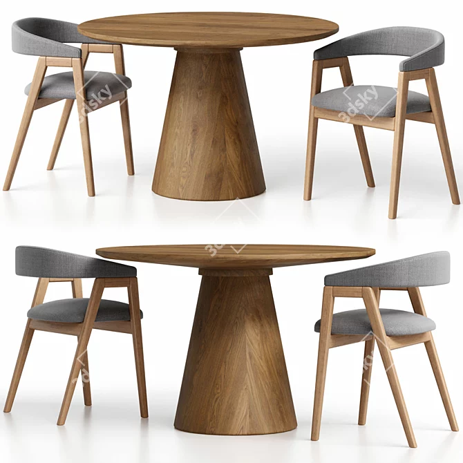 Customizable Set: Trevor Chair and Lori Table 3D model image 2