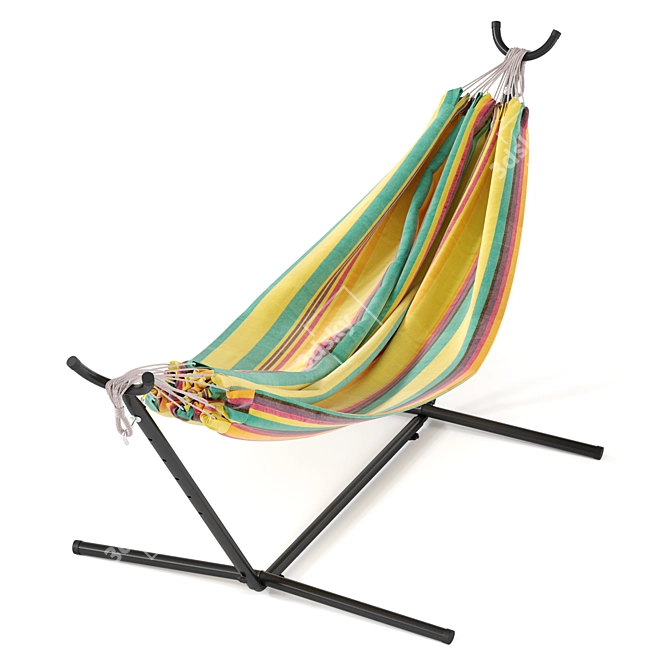 Outdoor Double Hammock with Compact Steel Frame 3D model image 4