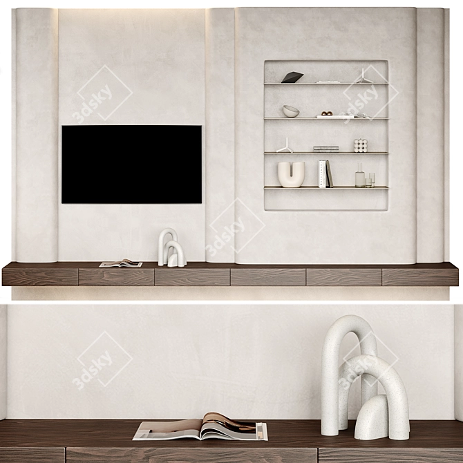 Title: Modern TV Zone Setup 3D model image 1