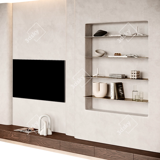 Title: Modern TV Zone Setup 3D model image 3