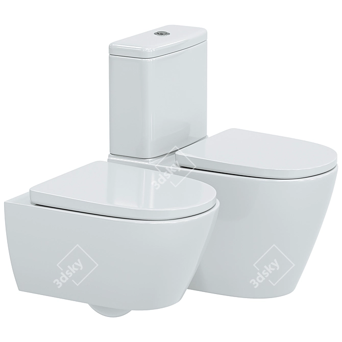 Duravit D-Neo Wall-Toilet Set 3D model image 2