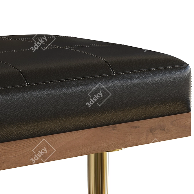 American Walnut Leather Bench Solid 3D model image 2