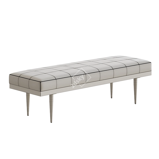 American Walnut Leather Bench Solid 3D model image 3