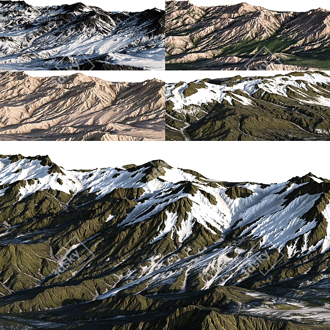 Mountain Range 3D Terrain Model 3D model image 1