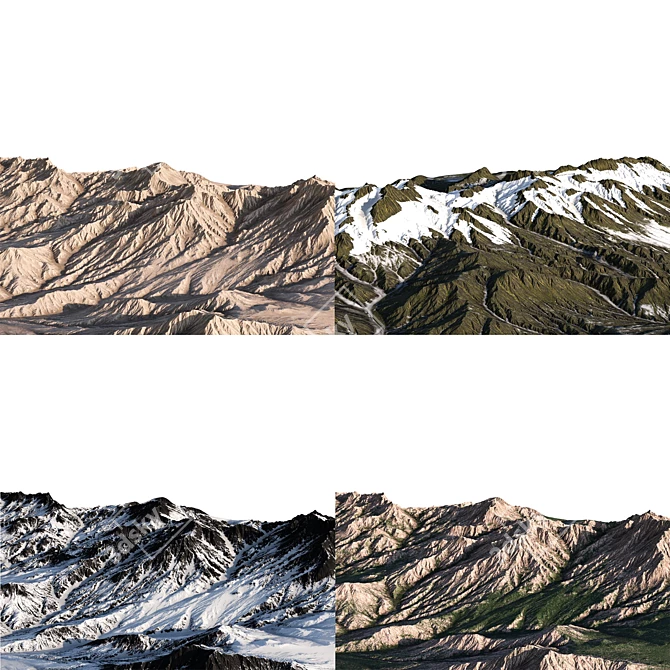 Mountain Range 3D Terrain Model 3D model image 2