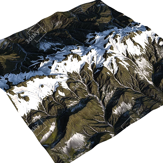 Mountain Range 3D Terrain Model 3D model image 3