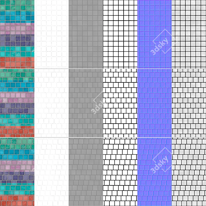 Brillante Ceramic Tiles Set 005 3D model image 12