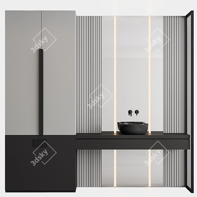 Gray Black Bathroom Set Ensemble 3D model image 1