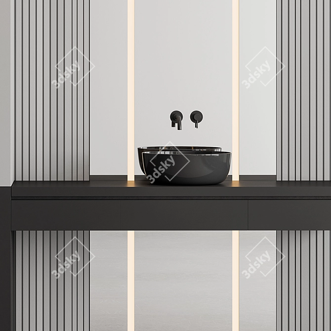 Gray Black Bathroom Set Ensemble 3D model image 2