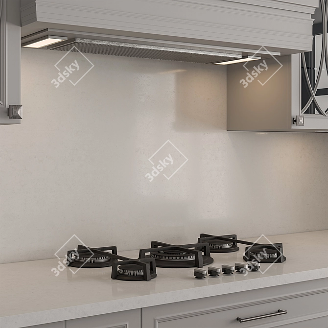 White NeoClassic 79 Kitchen Set 3D model image 2