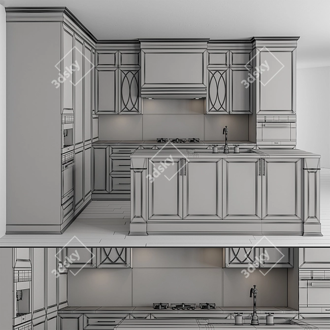 White NeoClassic 79 Kitchen Set 3D model image 6