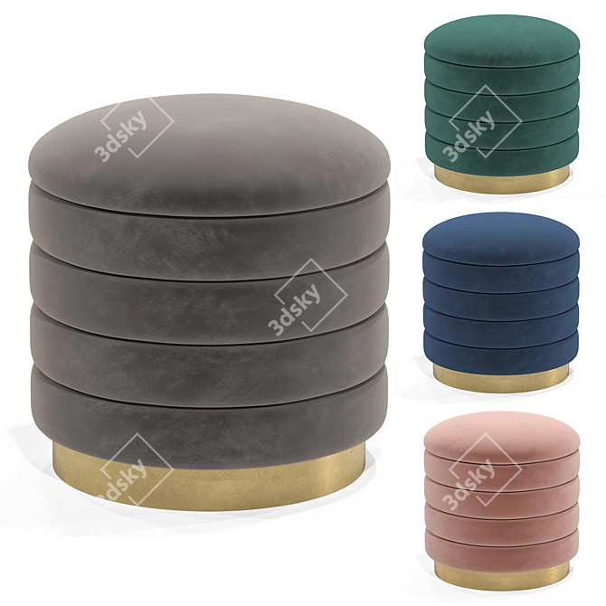 Luxury Velvet Ottoman Set 3D model image 1