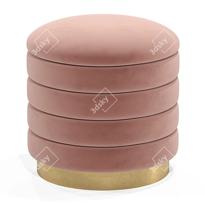 Luxury Velvet Ottoman Set 3D model image 4