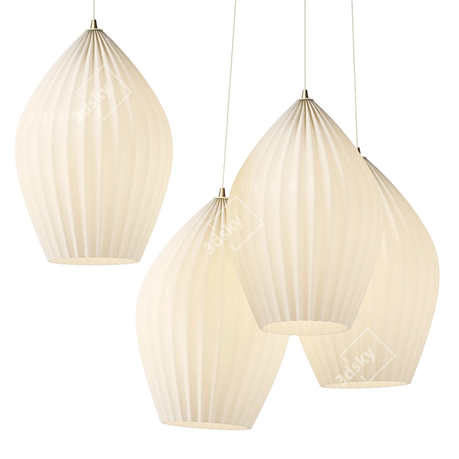 Vakkerlight Ribbed Glass Pendant Lights 3D model image 1