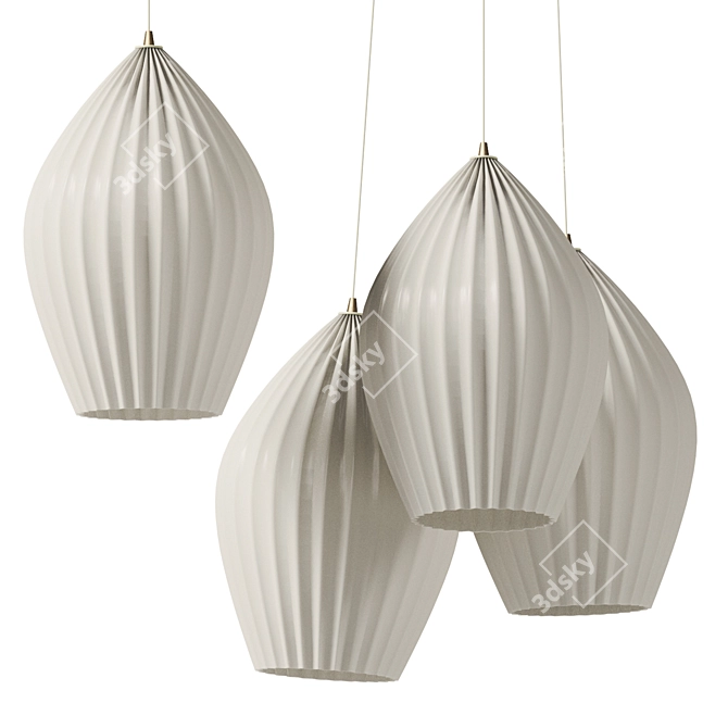 Vakkerlight Ribbed Glass Pendant Lights 3D model image 2