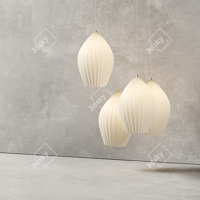 Vakkerlight Ribbed Glass Pendant Lights 3D model image 3