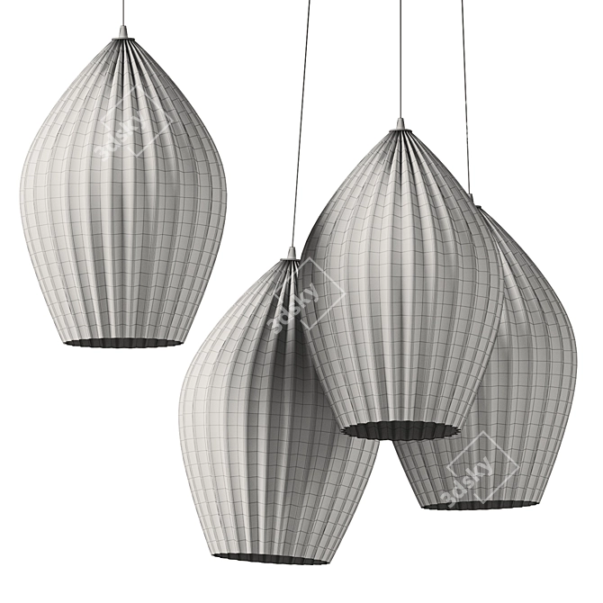 Vakkerlight Ribbed Glass Pendant Lights 3D model image 5