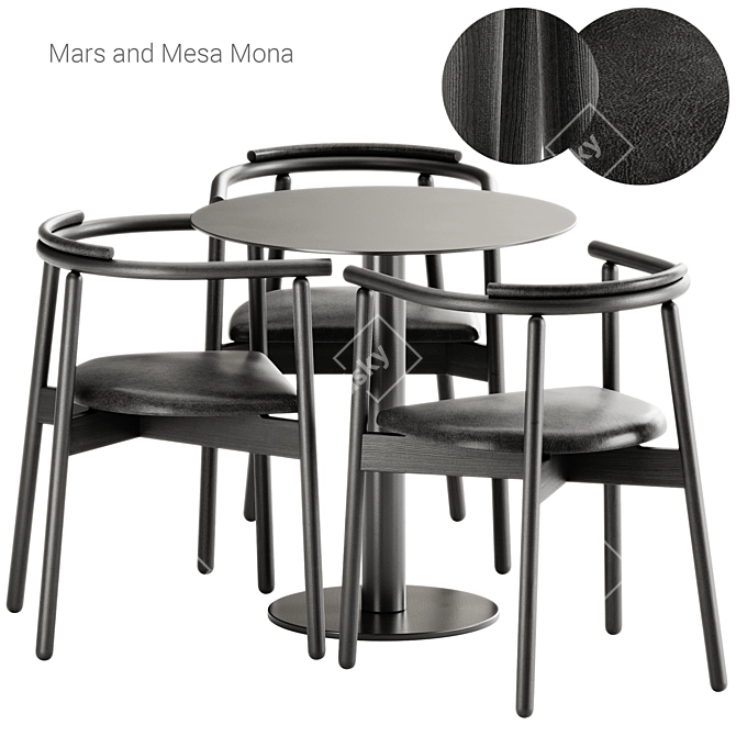 Mesa Mona Table & Mars Armchair 3D model image 1