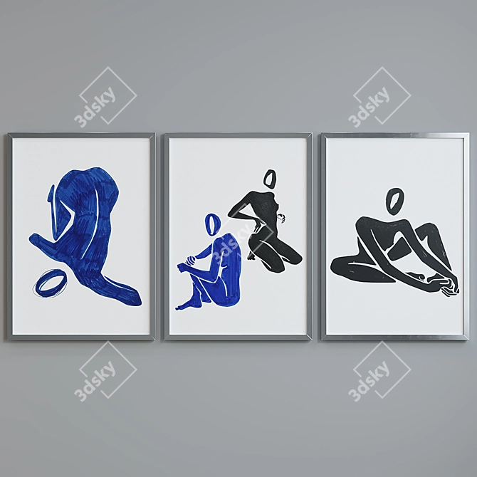  Picture Frame Set with Abstract Art 3D model image 3