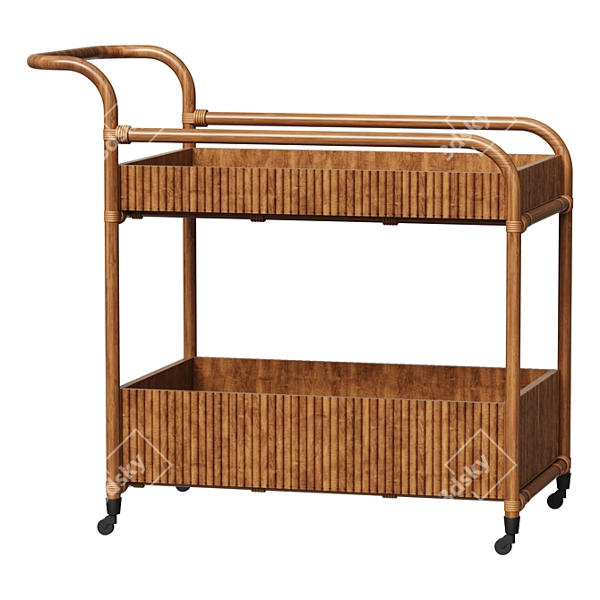 Rattan Charm Bar Cart 3D model image 1