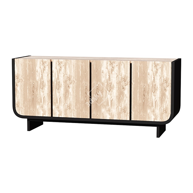 Sion White Wash Teak Credenza 3D model image 1