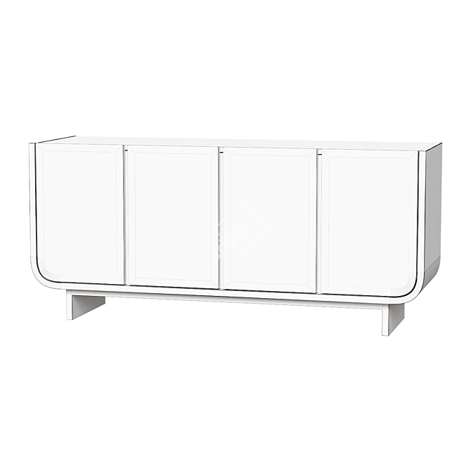 Sion White Wash Teak Credenza 3D model image 2