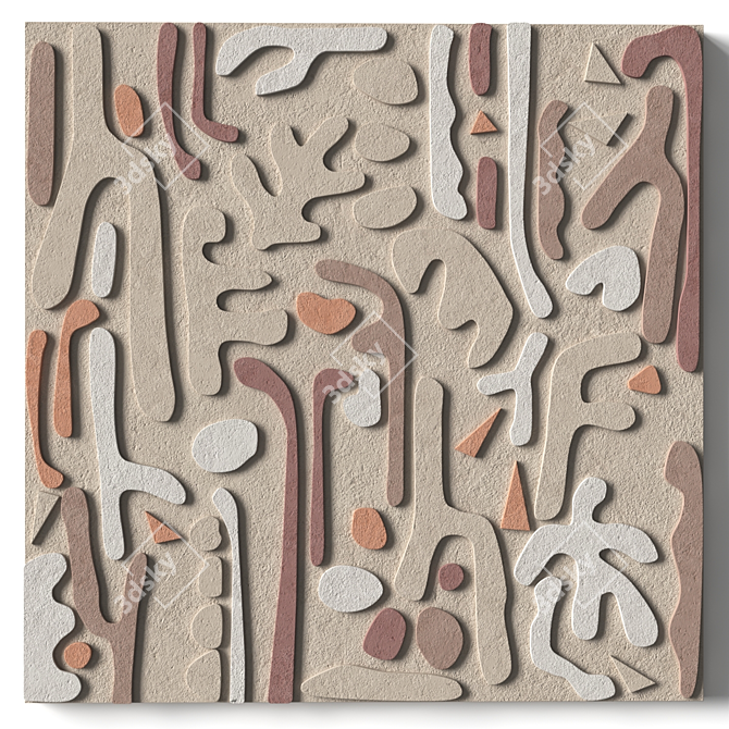 Stonework Relief Wall Art Piece 3D model image 4