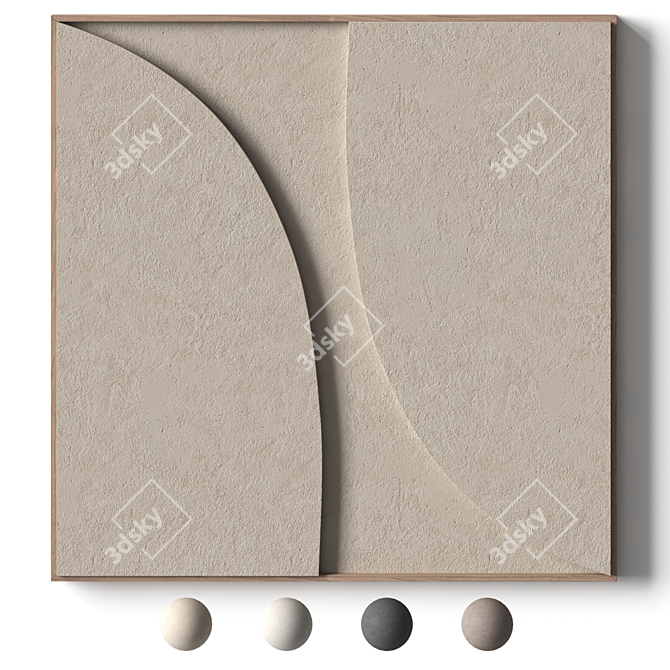 Stone Relief Wall Art Panel, 100x100cm 3D model image 1