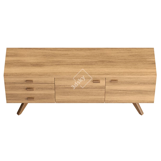  Modern Wood Veneer Sideboard Dimensions 3D model image 3