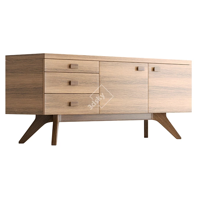  Modern Wood Veneer Sideboard Dimensions 3D model image 4