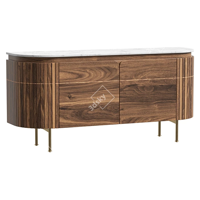 Grace Solid Wood Sideboard UV-Mapped 3D model image 1