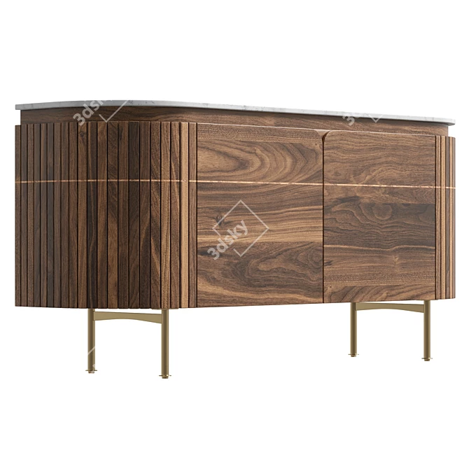 Grace Solid Wood Sideboard UV-Mapped 3D model image 4