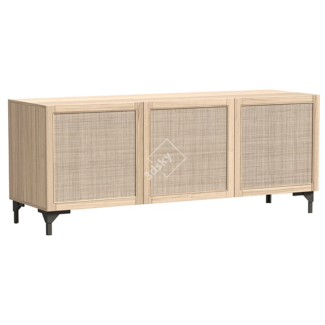 Modern Beech Sideboard with Doors 3D model image 1