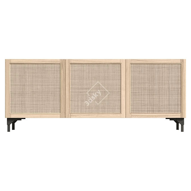 Modern Beech Sideboard with Doors 3D model image 2