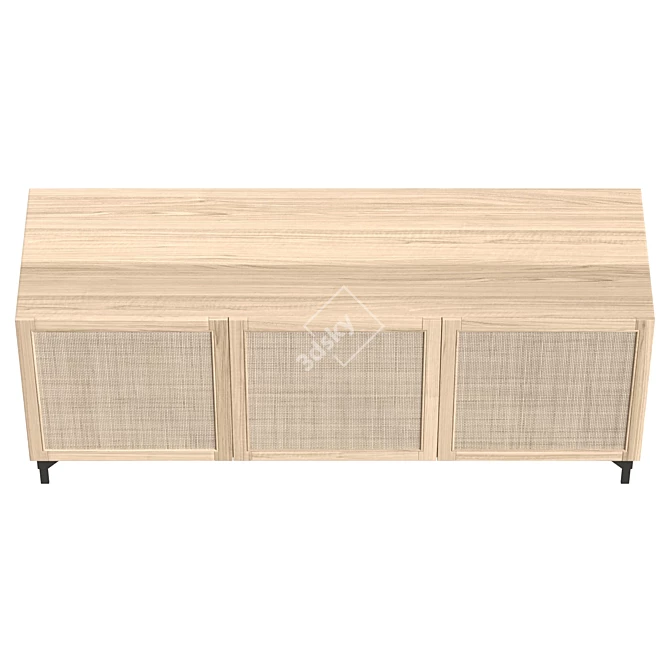 Modern Beech Sideboard with Doors 3D model image 3